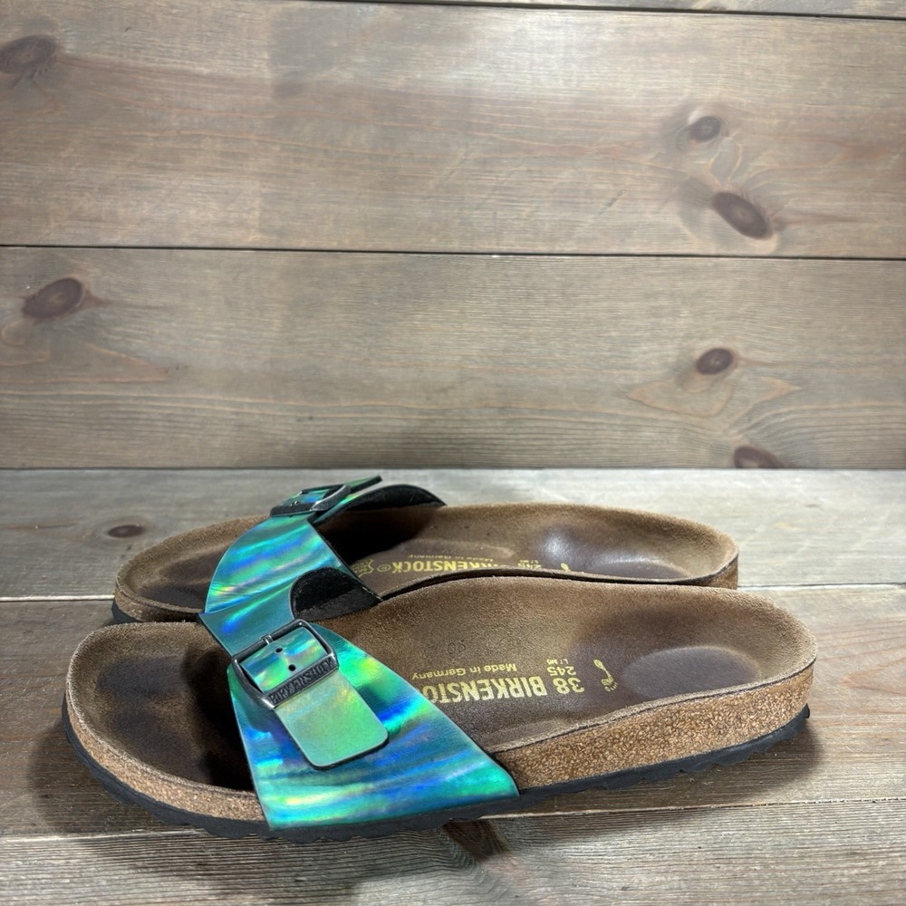 birkenstock madrid womens size 7 shoes green metallic thong comfort sandals